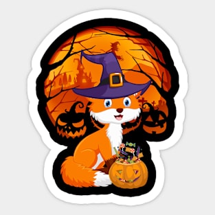 Fox pumpkin witch Sticker